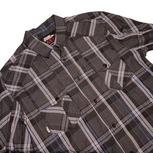 No Fear Button Up Shirt‎ Mens Plaid Skater Size Large 100% Cotton